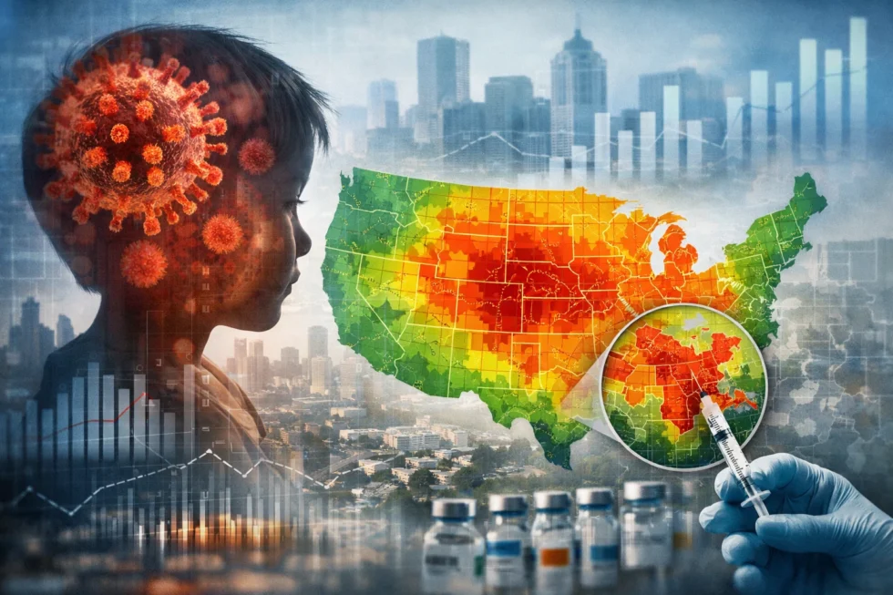 How can the measles risk map reveal ZIP code vaccination danger in US cities and states across
