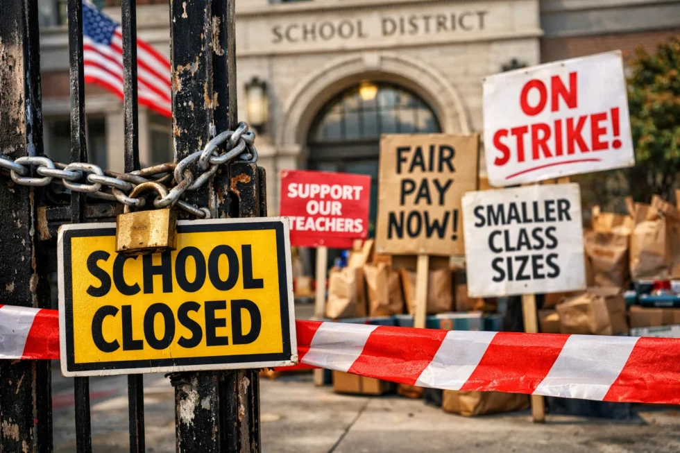 SFUSD teachers begin strike Feb 10, 2026; schools closed, emergency food and childcare services available for families, duration uncertain.