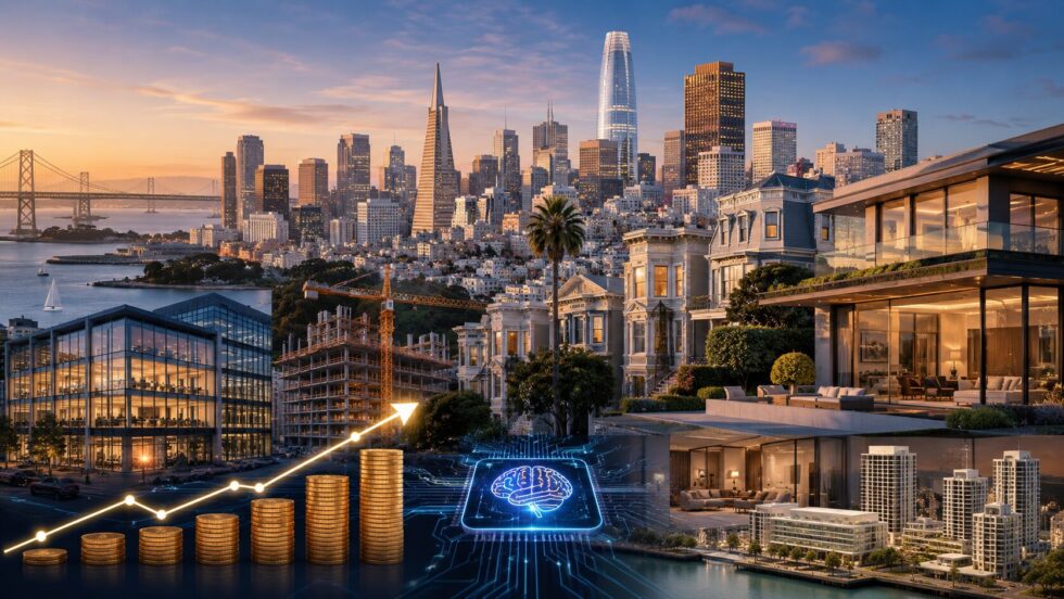 San Francisco real estate is rising again in 2026 as AI wealth, luxury demand, office recovery and low housing supply reshape prices, rents, investment flows and Bay Area development.